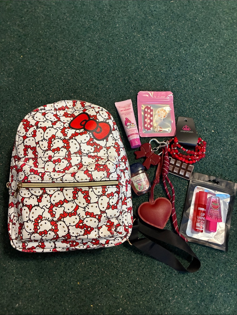 Hello Kitty White & Red Kids Backpack with Matching Red Accessories